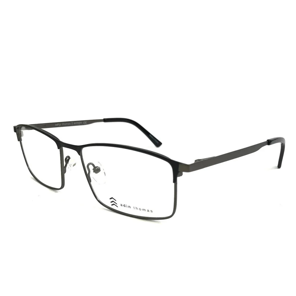 Adin Thomas Eyeglasses Frames AT-456 C3 Black Gray Rectangle Full Rim 54-18-140